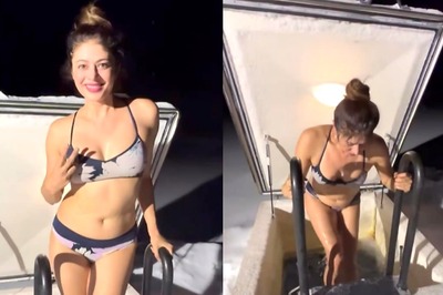 Sexy! Pooja Batra Takes An Icy Cold Plunge In A Blue Bikini; See Hot Video