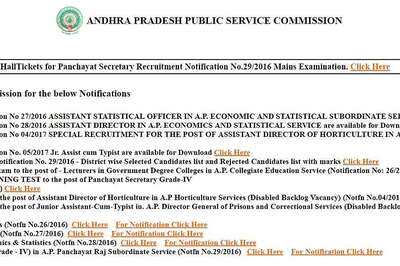 APPSC Group 3 Mains Panchayat Secretary Results 2017 Declared at psc.ap.gov.in