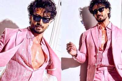 Tiger Shroff Joins The Barbie Trend Late But With Style, Poses In A Hot Pink Suit and Pant; Photos