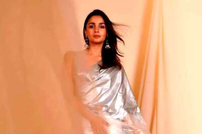 Alia Bhatt Trolled For This Silver Saree Made From Repurposed Synthetic Leather