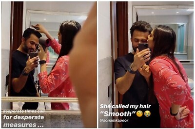 Sonam Kapoor Turns Hairdresser for Husband Anand Ahuja, Smothers Him with Kisses