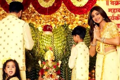 Ganesh Chaturthi 2023: Shilpa Shetty-Raj Kundra Embrace Ivory And Gold Theme As They Celebrate With Kids; Pics