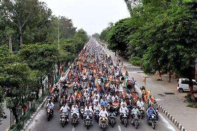 As Part of PM Modi's Birthday Celebrations, Bike Rally Flagged Off from Delhi for Gujarat