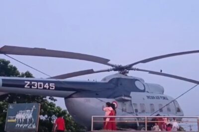 On Kerala’s Shangumugham Beach, Fighter Helicopter On Display For Visitors