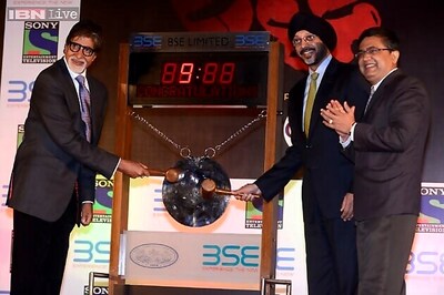 Amitabh Bachchan rings bell at Bombay Stock Exchange