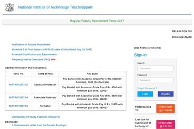 NITT Recruitment 2017: 177 Posts for Professors at NIT-Trichy, Last Date 11th November 2017
