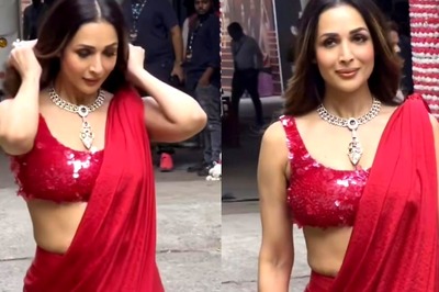 Sexy! Malaika Arora Flaunts Her Curves In A Red Saree And Shimmery Blouse; Video Goes Viral, Watch