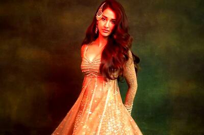Disha Patani Looks Gorgeous in Ken Fern's Custom-Made Champagne Gold Sharara Set, See Pics