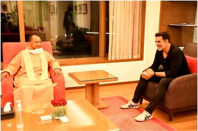 UP CM Yogi Adityanath Meets Akshay Kumar During His Mumbai Visit, See Pics