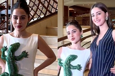 Urfi Javed Styles Her Dress With A Giant Lizard Clinging To Her Body, Poses With Ananya Panday | Photos