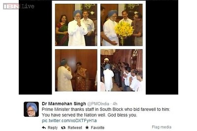 PM Manmohan Singh bids goodbye to personal staff in South Block