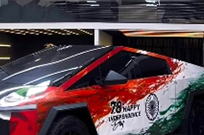 Watch: Tesla Cybertruck In Dubai Painted In Tricolour To Celebrate India’s Independence Day