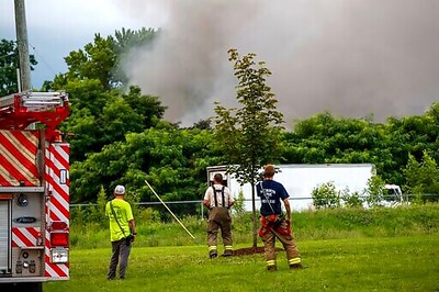 Batteries Exploding In Burning Abandoned Illinois Building