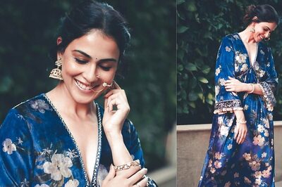 Genelia D’Souza Exudes Grace and Grandeur in a Stunning Blue Velvet Kaftan