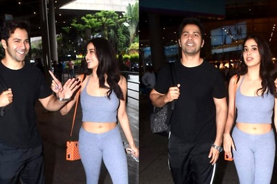 Bawaal Stars Janhvi Kapoor And Varun Dhawan Engage In Fun Banter With Paps As They Arrive In Mumbai; See Photos