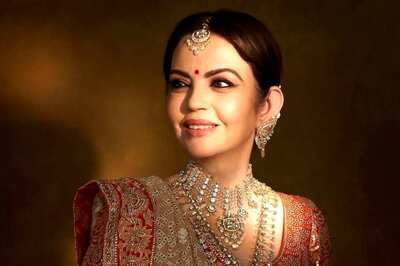 Nita Ambani Looked Divine In A Beige Gold Hand Embroidered Ghagra, Edged With Burnt Orange Borders