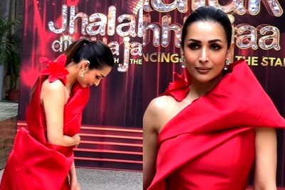 Malaika Arora Looks Stunning In Red Gown, Gets Papped At Jhalak Dikhhla Jaa Set, Fans React; Watch