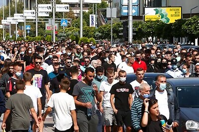 N Macedonia March Honors Victims In COVID-19 Hospital Fire