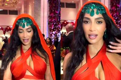 Kim Kardashian Radiates in Red and Emeralds at Shubh Aashirwad Ceremony of Anant Ambani and Radhika Merchant