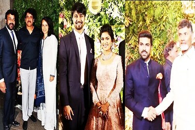 Inside Photos: Nagarjuna joins Chiranjeevi, Ram Charan for Srija's wedding reception