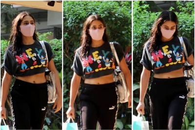 Sara Ali Khan Visits Saif Ali Khan and Kareena Kapoor Khan in Track Pants and Quirky Crop Top
