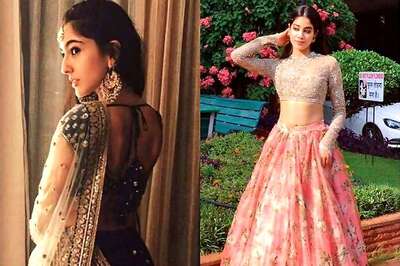 Sara Ali Khan, Jhanvi Kapoor Look Sublime As They Step Out In Sabyasachi Lehengas