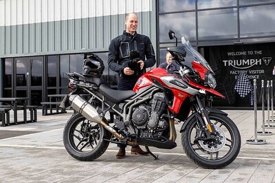 Prince William Rides in to Visit Triumph Motorcycles Factory in Hinckley
