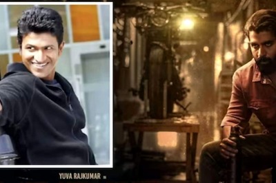 Large Cutouts Of Yuva Rajkumar Placed At Bengaluru's Santosh Theatre Ahead Of Yuva's Release