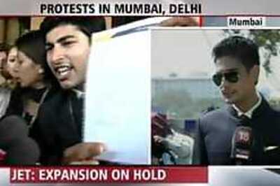 Jobless Jet staff protest at Delhi airport